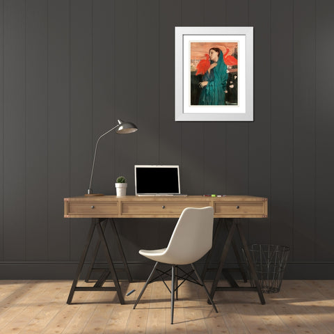 Young Woman with Ibis White Modern Wood Framed Art Print with Double Matting by Degas, Edgar