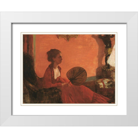 Madam Camus White Modern Wood Framed Art Print with Double Matting by Degas, Edgar