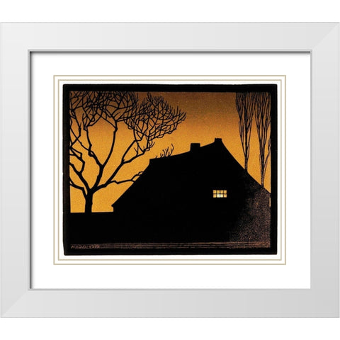 Winter evening White Modern Wood Framed Art Print with Double Matting by De Graag, Julie