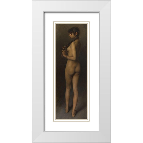 Life Study (Study of an Egyptian Girl) White Modern Wood Framed Art Print with Double Matting by Sargent, John Singer