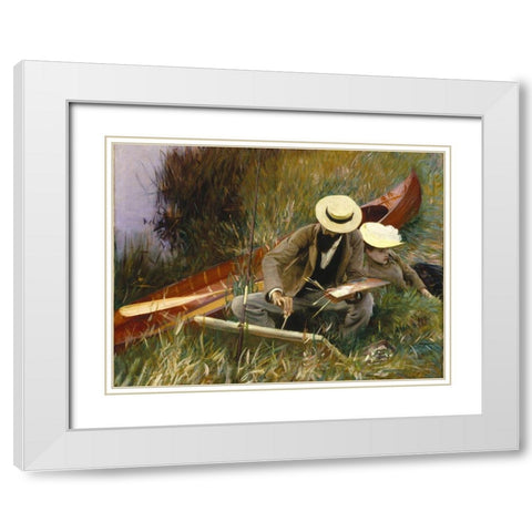 An Out-of-Doors Study White Modern Wood Framed Art Print with Double Matting by Sargent, John Singer