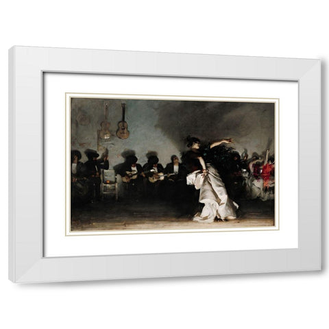 El Jaleo (Spanish Dancer) White Modern Wood Framed Art Print with Double Matting by Sargent, John Singer