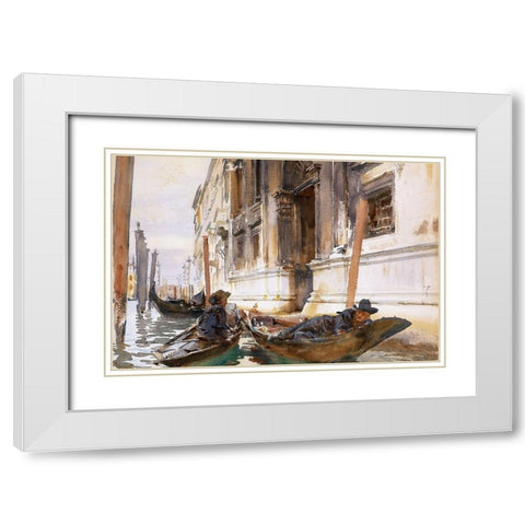 Gondoliers Siesta White Modern Wood Framed Art Print with Double Matting by Sargent, John Singer