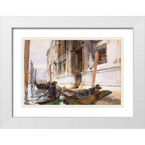Gondoliers Siesta White Modern Wood Framed Art Print with Double Matting by Sargent, John Singer