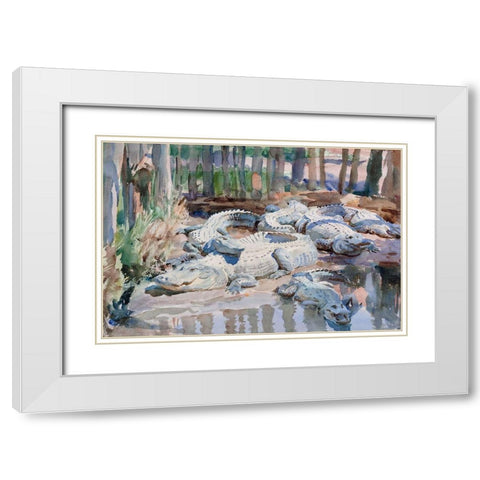Muddy Alligators White Modern Wood Framed Art Print with Double Matting by Sargent, John Singer