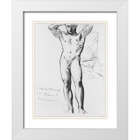 Man Standing, Hands on Head White Modern Wood Framed Art Print with Double Matting by Sargent, John Singer