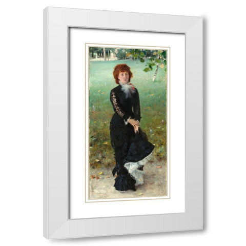 Marie Buloz Pailleron (Madame Edouard Pailleron) White Modern Wood Framed Art Print with Double Matting by Sargent, John Singer