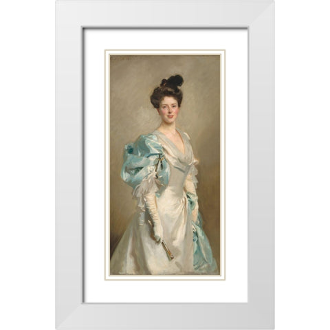 Mary Crowninshield Endicott Chamberlain (Mrs. Joseph Chamberlain) White Modern Wood Framed Art Print with Double Matting by Sargent, John Singer