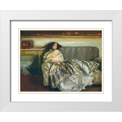 Nonchaloir (Repose) White Modern Wood Framed Art Print with Double Matting by Sargent, John Singer