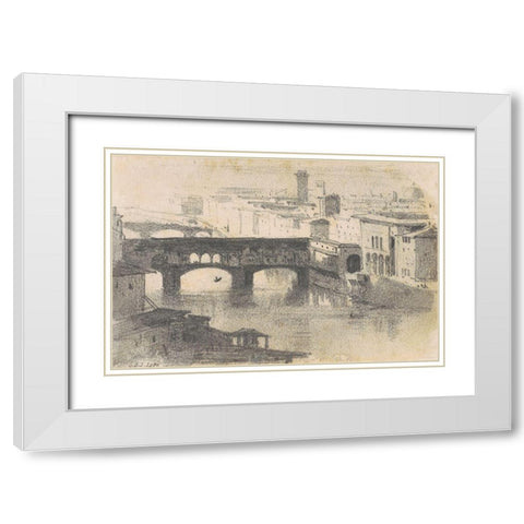 Ponte Vecchio, Florence White Modern Wood Framed Art Print with Double Matting by Sargent, John Singer