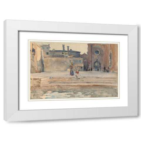Campo dei Frari, Venice White Modern Wood Framed Art Print with Double Matting by Sargent, John Singer