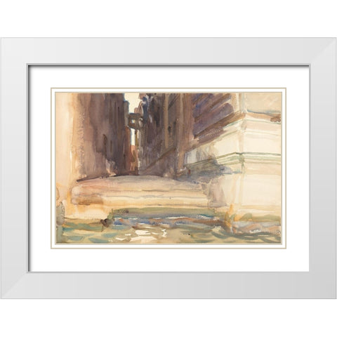 The Calle della Rosa with the Monte di Pieta, Venice White Modern Wood Framed Art Print with Double Matting by Sargent, John Singer