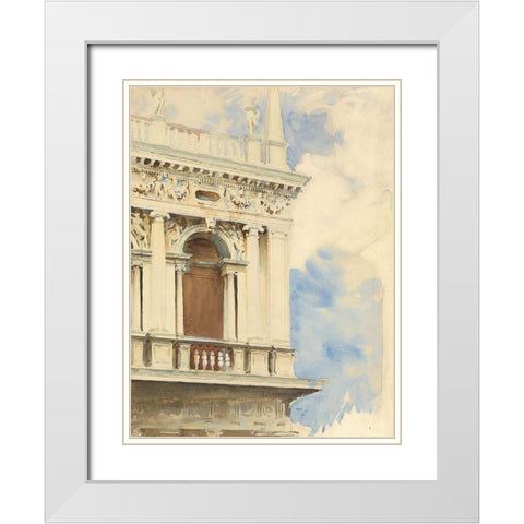 A Corner of the Library in Venice White Modern Wood Framed Art Print with Double Matting by Sargent, John Singer