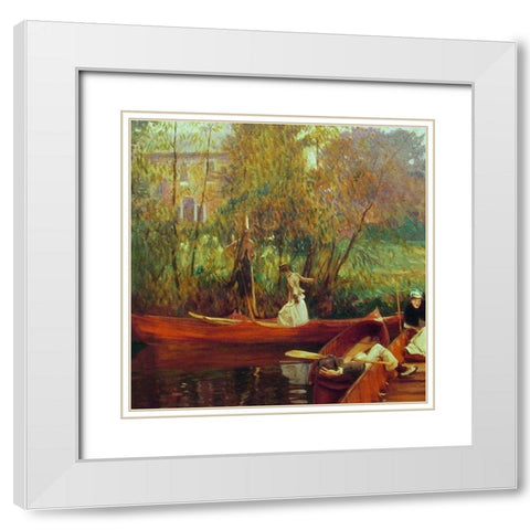 A Boating Party White Modern Wood Framed Art Print with Double Matting by Sargent, John Singer