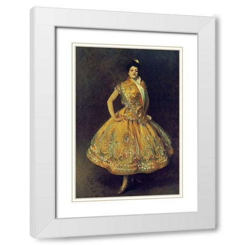 La Carmencita White Modern Wood Framed Art Print with Double Matting by Sargent, John Singer