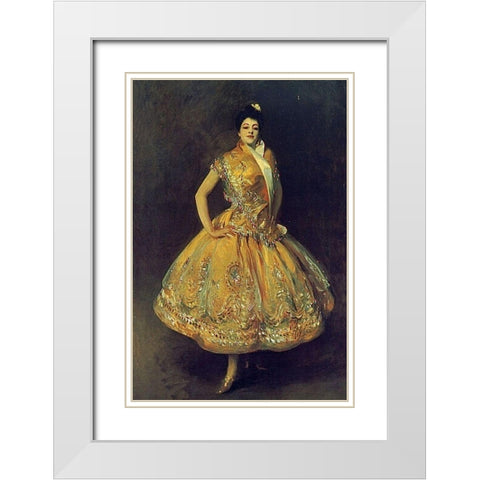 La Carmencita White Modern Wood Framed Art Print with Double Matting by Sargent, John Singer