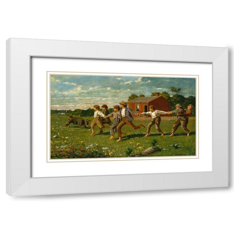 Snap the Whip White Modern Wood Framed Art Print with Double Matting by Homer, Winslow