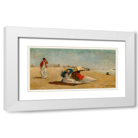 East Hampton Beach, Long Island White Modern Wood Framed Art Print with Double Matting by Homer, Winslow