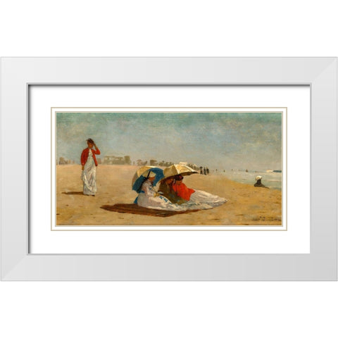 East Hampton Beach, Long Island White Modern Wood Framed Art Print with Double Matting by Homer, Winslow