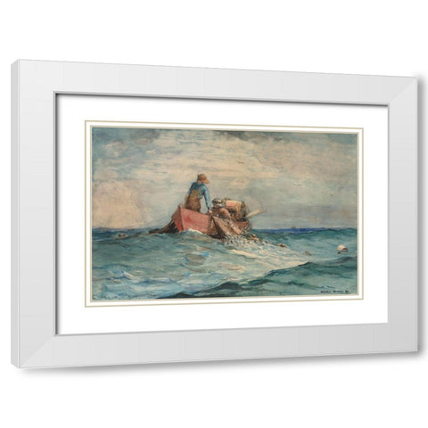 Hauling in the Nets White Modern Wood Framed Art Print with Double Matting by Homer, Winslow