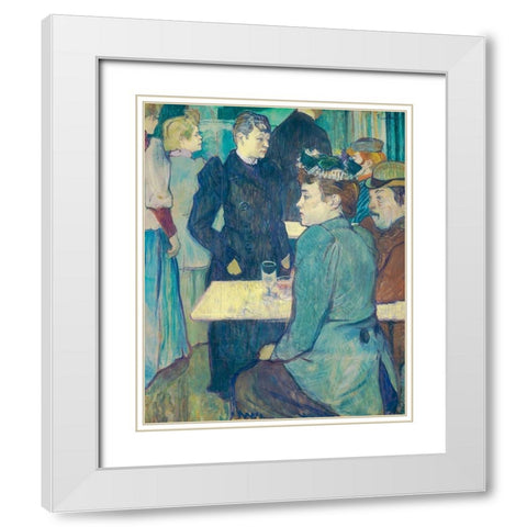 A Corner of the Moulin de la Galette White Modern Wood Framed Art Print with Double Matting by Toulouse-Lautrec, Henri de