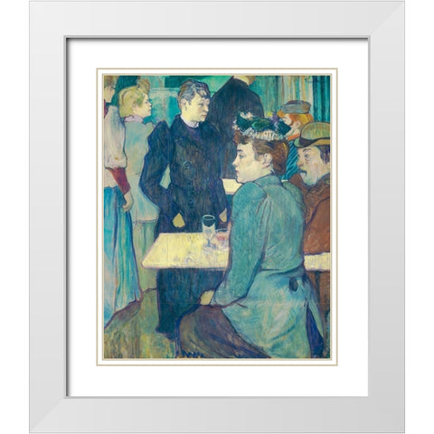 A Corner of the Moulin de la Galette White Modern Wood Framed Art Print with Double Matting by Toulouse-Lautrec, Henri de