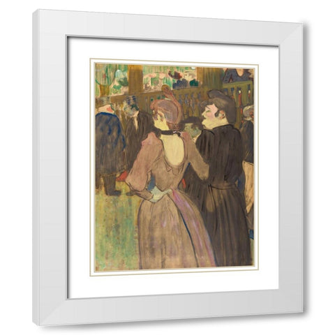 La Goulue and Her Sister White Modern Wood Framed Art Print with Double Matting by Toulouse-Lautrec, Henri de