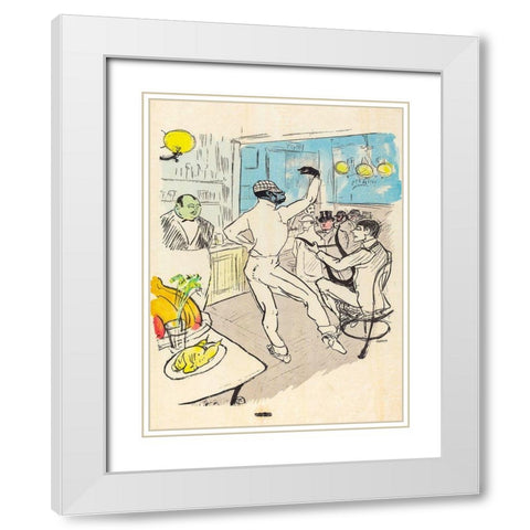 Chocolat Dancing in the Achille Bar White Modern Wood Framed Art Print with Double Matting by Toulouse-Lautrec, Henri de