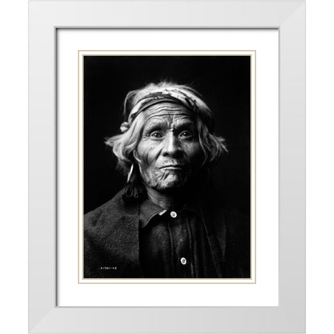 Wyemah, Taos Indian, ca. 1905 White Modern Wood Framed Art Print with Double Matting by Curtis, Edward