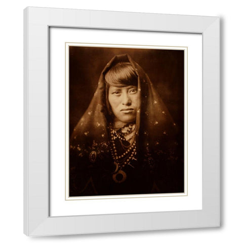 Acoma woman, ca. 1905 White Modern Wood Framed Art Print with Double Matting by Curtis, Edward
