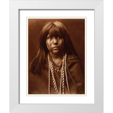 Mosa, Mohave girl, 1903 White Modern Wood Framed Art Print with Double Matting by Curtis, Edward