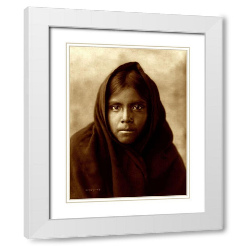 Qahatika girl, Arizona, 1907 White Modern Wood Framed Art Print with Double Matting by Curtis, Edward
