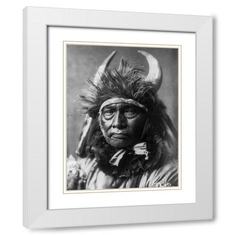 Bull Chief, Apsaroke White Modern Wood Framed Art Print with Double Matting by Curtis, Edward