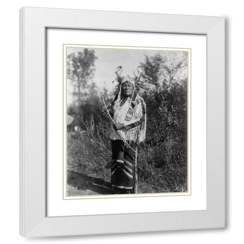 Long Time Dog, Hidatsa White Modern Wood Framed Art Print with Double Matting by Curtis, Edward