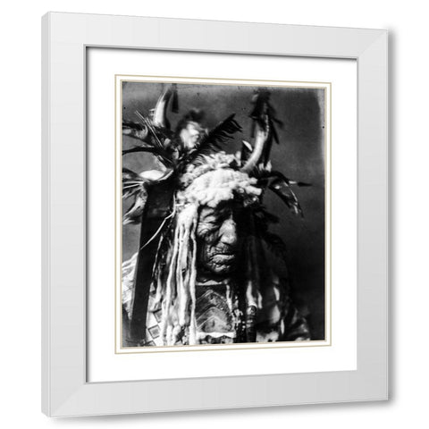 Lean Wolf, Hidatsa White Modern Wood Framed Art Print with Double Matting by Curtis, Edward