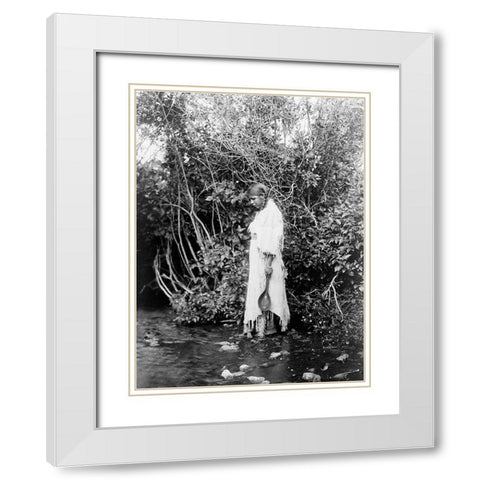 At the waters edge, Arikara White Modern Wood Framed Art Print with Double Matting by Curtis, Edward