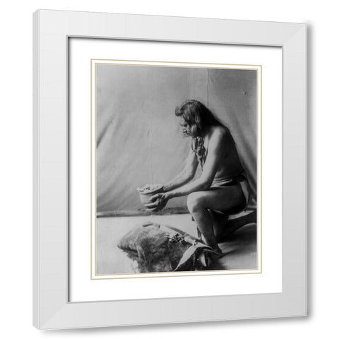 Incense over a medicine bundle White Modern Wood Framed Art Print with Double Matting by Curtis, Edward