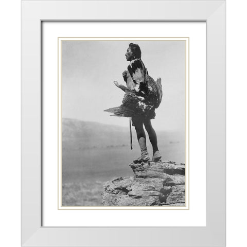 The eagle catcher White Modern Wood Framed Art Print with Double Matting by Curtis, Edward