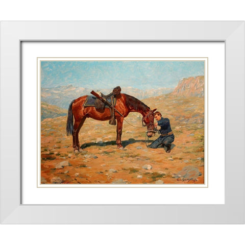 The Last Drop White Modern Wood Framed Art Print with Double Matting by Schreyvogel, Charles