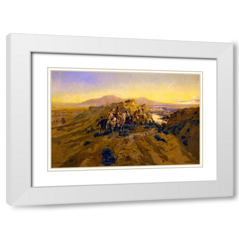 Planning the Attack White Modern Wood Framed Art Print with Double Matting by Russell, Charles Marion