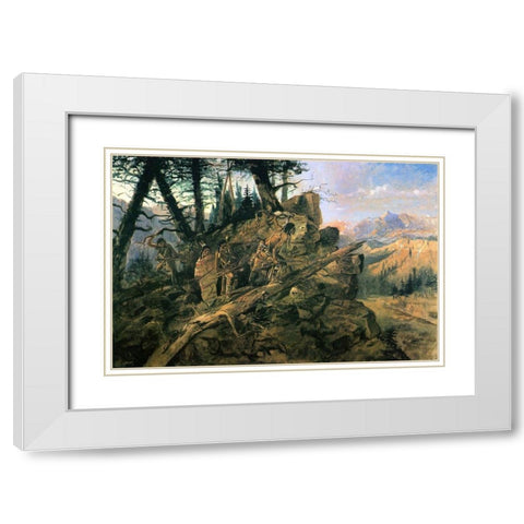 Plunder on the Horizon White Modern Wood Framed Art Print with Double Matting by Russell, Charles Marion