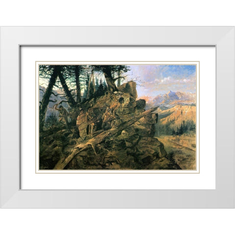 Plunder on the Horizon White Modern Wood Framed Art Print with Double Matting by Russell, Charles Marion
