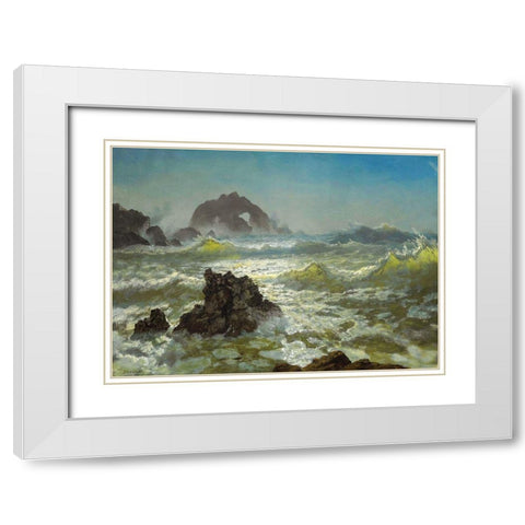 Seal Rock, California White Modern Wood Framed Art Print with Double Matting by Bierstadt, Albert