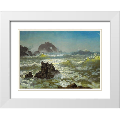 Seal Rock, California White Modern Wood Framed Art Print with Double Matting by Bierstadt, Albert