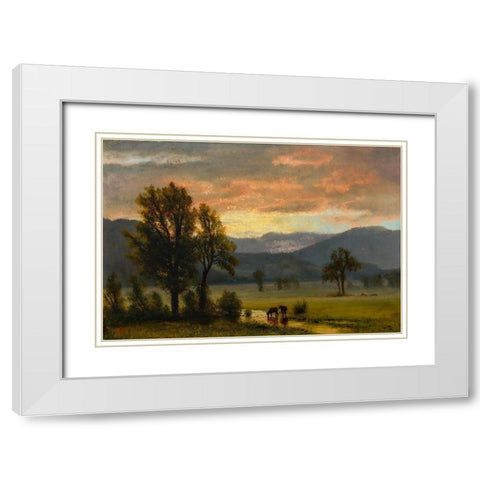 Landscape with cattle White Modern Wood Framed Art Print with Double Matting by Bierstadt, Albert