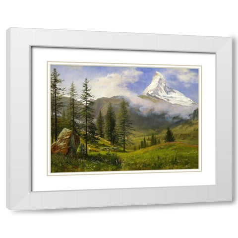 The Matterhorn White Modern Wood Framed Art Print with Double Matting by Bierstadt, Albert