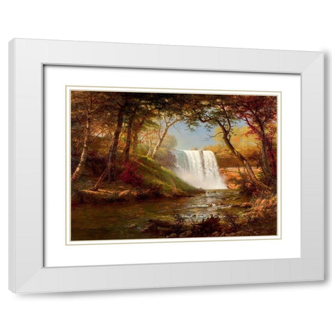 Minnehaha Falls White Modern Wood Framed Art Print with Double Matting by Bierstadt, Albert