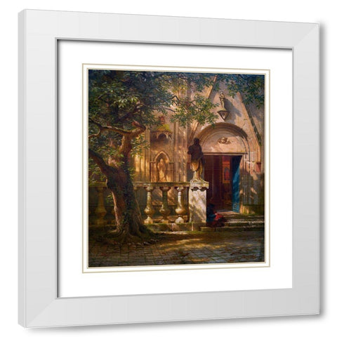 Sunlight and Shadow White Modern Wood Framed Art Print with Double Matting by Bierstadt, Albert