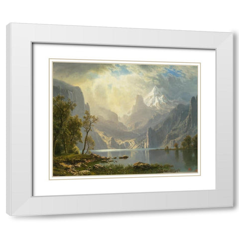 In the Sierras, Lake Tahoe White Modern Wood Framed Art Print with Double Matting by Bierstadt, Albert