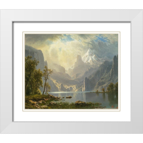 In the Sierras, Lake Tahoe White Modern Wood Framed Art Print with Double Matting by Bierstadt, Albert